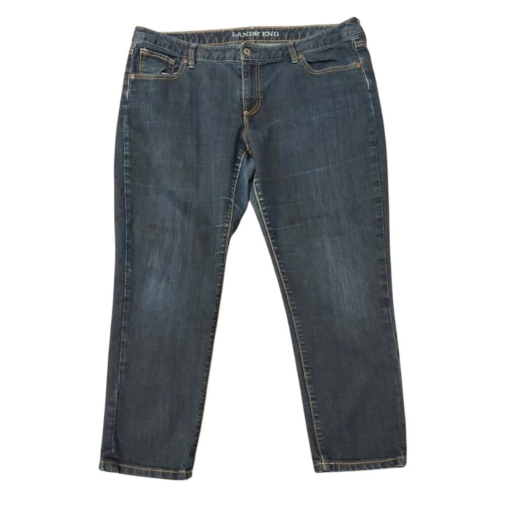 Lands' End Women’s Slim Ankle Blue Jeans - Size 18, Cotton Blend